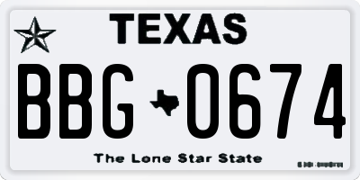 TX license plate BBG0674