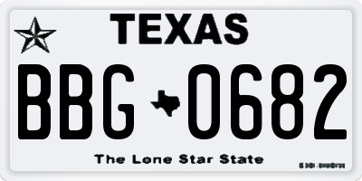 TX license plate BBG0682