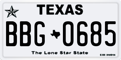 TX license plate BBG0685