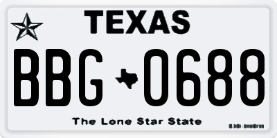 TX license plate BBG0688