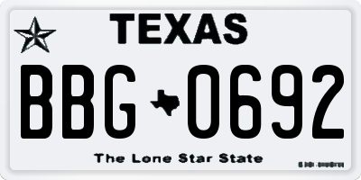 TX license plate BBG0692