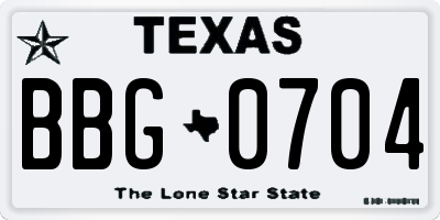 TX license plate BBG0704