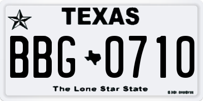 TX license plate BBG0710