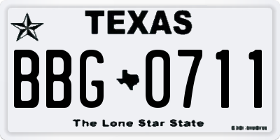 TX license plate BBG0711
