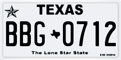 TX license plate BBG0712