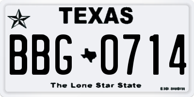 TX license plate BBG0714