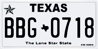 TX license plate BBG0718