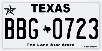 TX license plate BBG0723