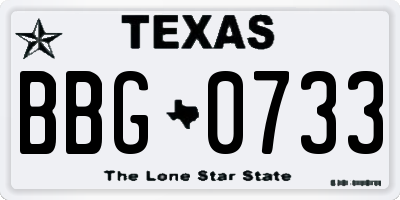 TX license plate BBG0733
