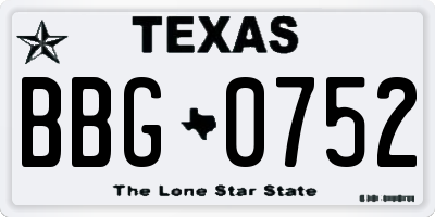 TX license plate BBG0752