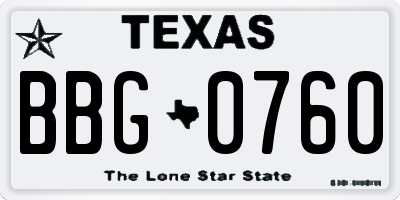 TX license plate BBG0760