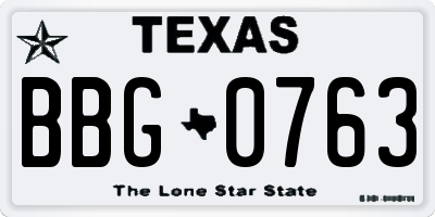 TX license plate BBG0763