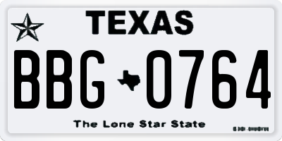 TX license plate BBG0764