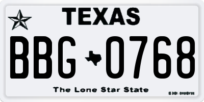 TX license plate BBG0768