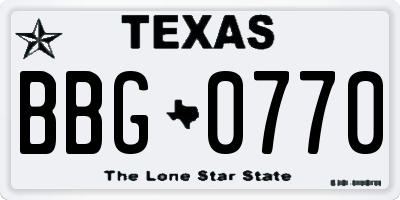 TX license plate BBG0770