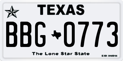 TX license plate BBG0773