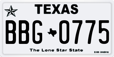 TX license plate BBG0775