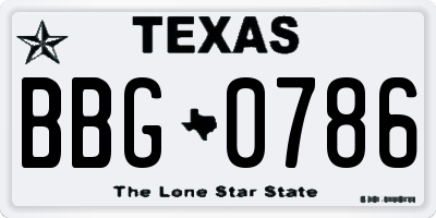 TX license plate BBG0786