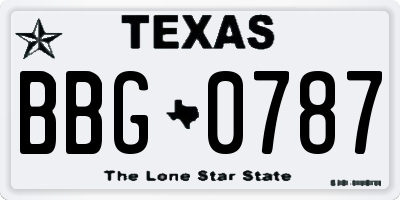 TX license plate BBG0787