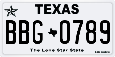 TX license plate BBG0789