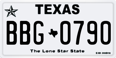 TX license plate BBG0790