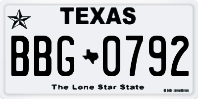 TX license plate BBG0792