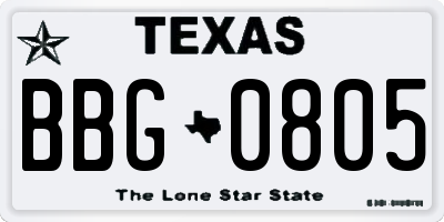 TX license plate BBG0805