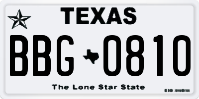 TX license plate BBG0810