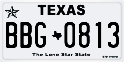 TX license plate BBG0813