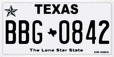 TX license plate BBG0842