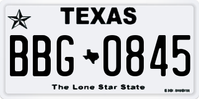 TX license plate BBG0845