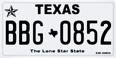 TX license plate BBG0852