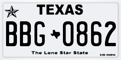 TX license plate BBG0862
