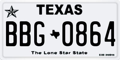 TX license plate BBG0864