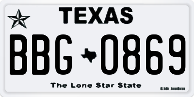 TX license plate BBG0869