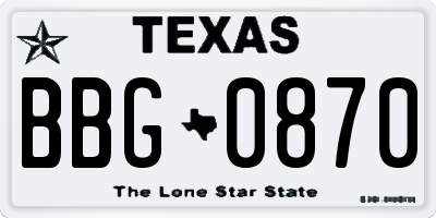 TX license plate BBG0870
