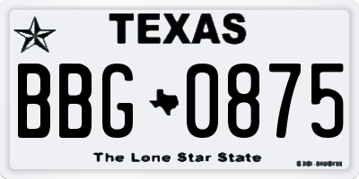 TX license plate BBG0875