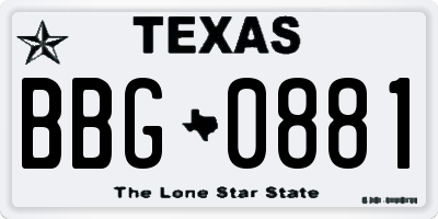 TX license plate BBG0881