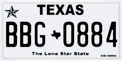 TX license plate BBG0884