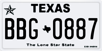 TX license plate BBG0887