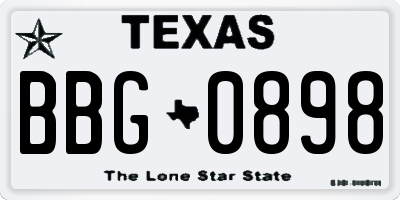 TX license plate BBG0898
