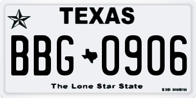 TX license plate BBG0906