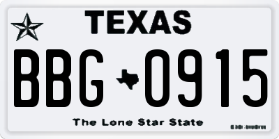 TX license plate BBG0915