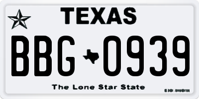 TX license plate BBG0939
