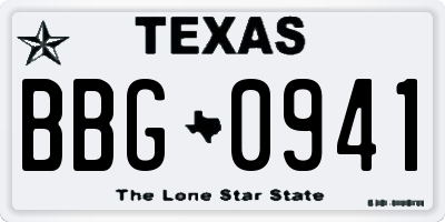 TX license plate BBG0941