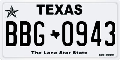 TX license plate BBG0943