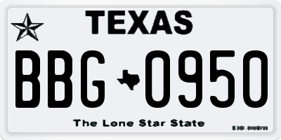 TX license plate BBG0950