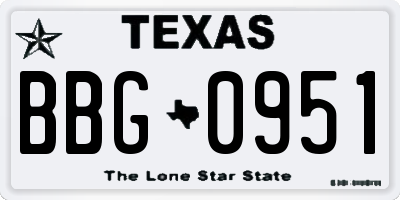 TX license plate BBG0951
