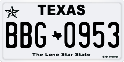 TX license plate BBG0953