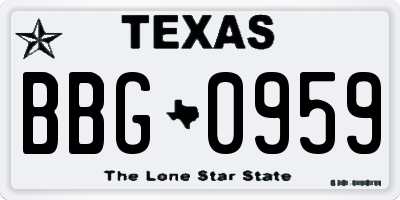TX license plate BBG0959